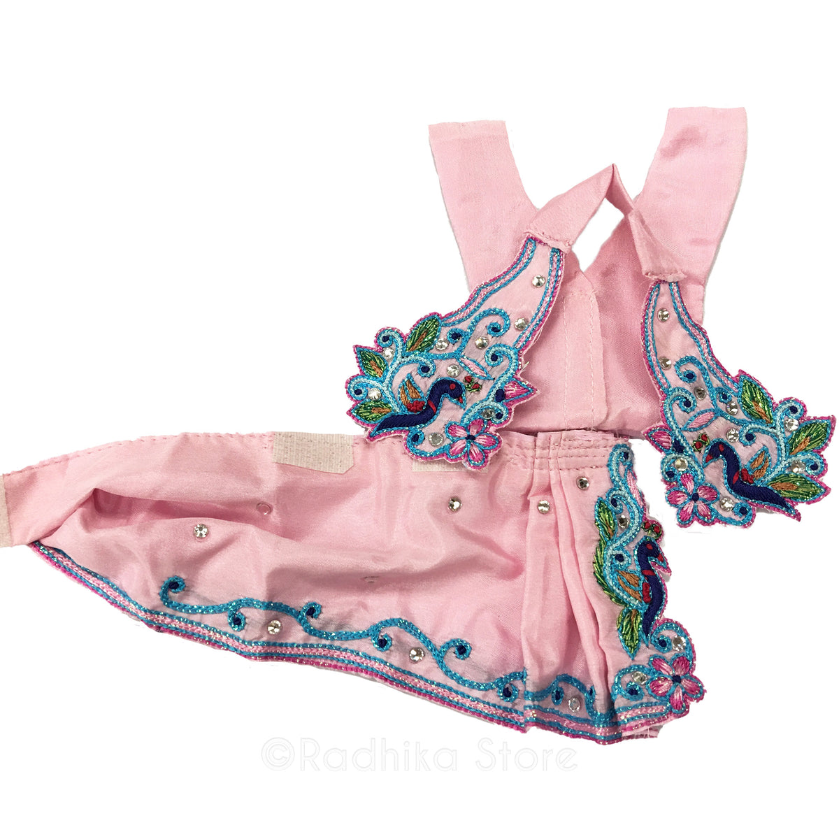 Pink Prema Peacock - Pink Silk Satin - Gaura Nitai Deity Outfit