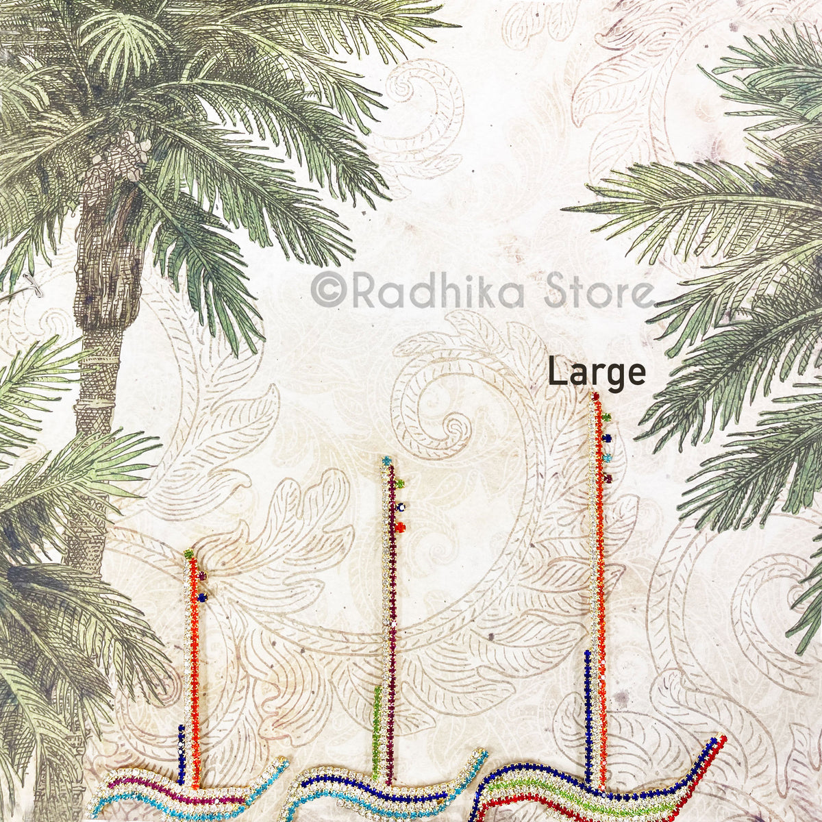 Baladeva Plough With Multi Color Rhinestones- Size Large 5inch
