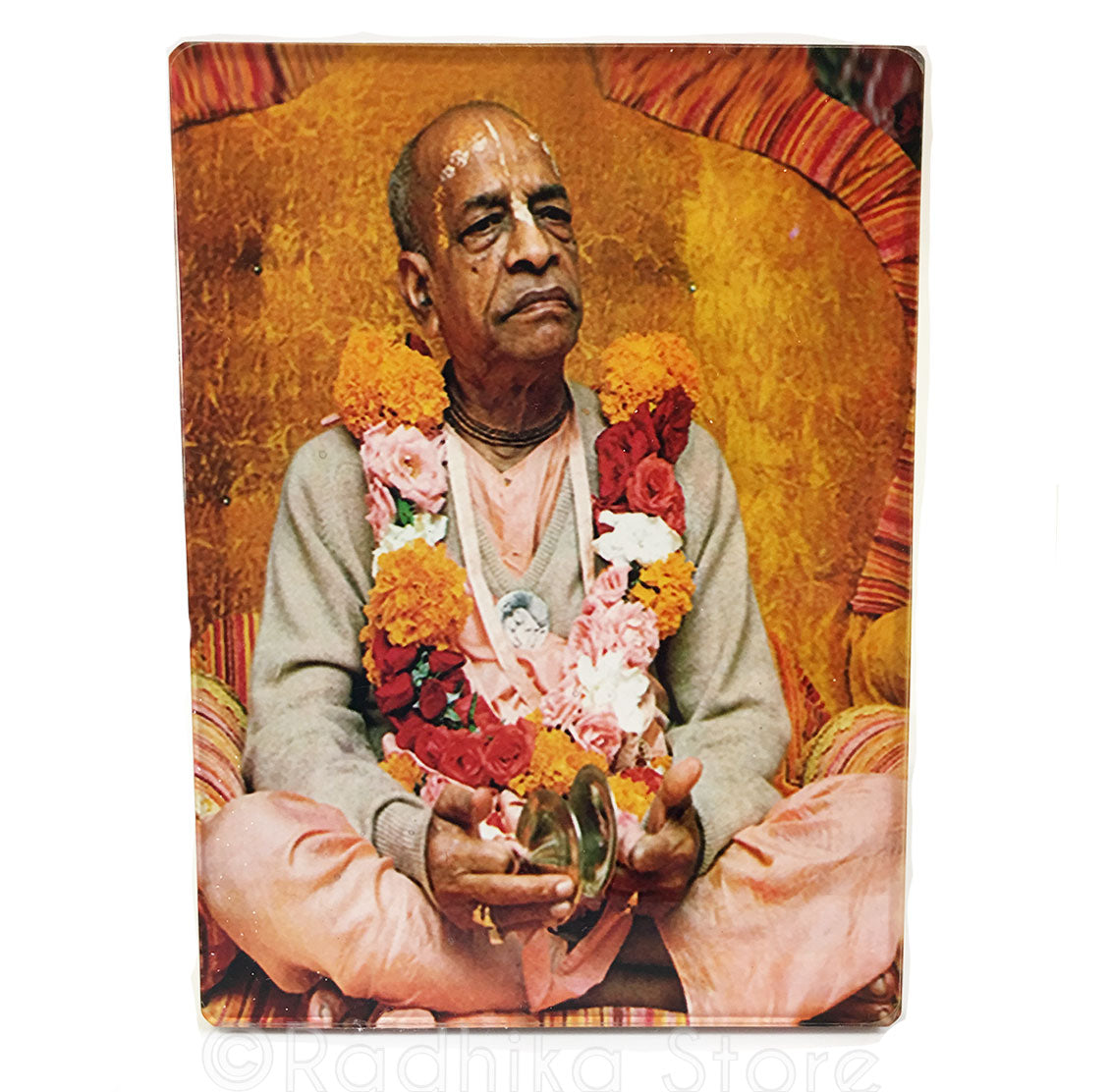Srila Prabhupada Golden Viasasan With Kartals Acrylic Picture- Choose Size