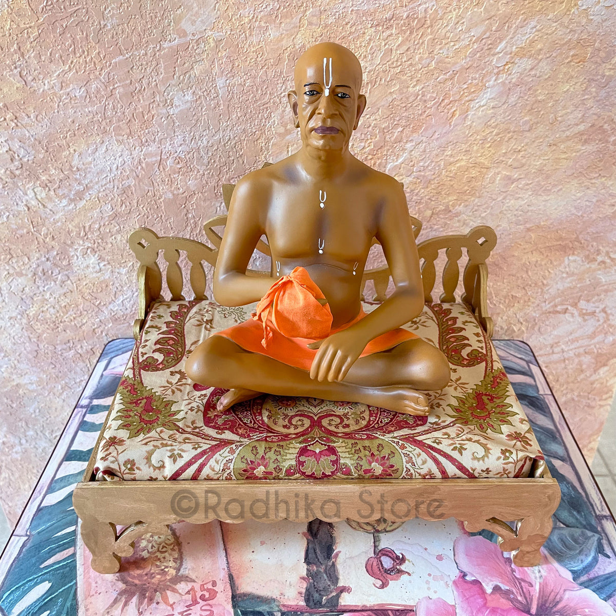 Lotus Flower Jeweled Golden Throne/Bed- Vrindavan Oppulence design- 9.5&quot; Long