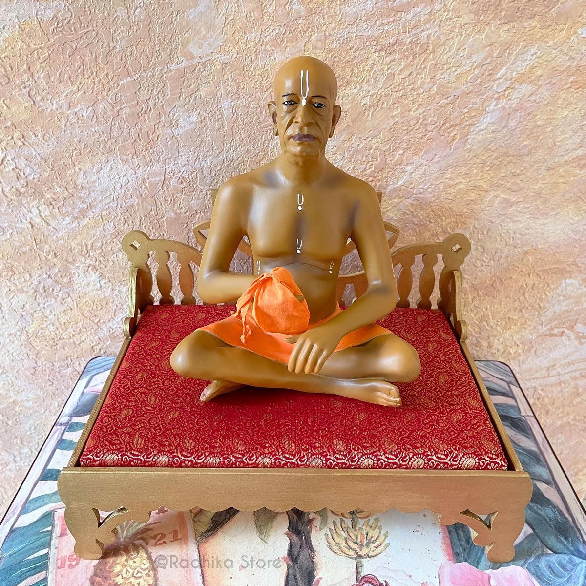 Radha Kund - Divine Golden Throne- Red and Green- Choose - 7&quot; or 9.5&quot; Long