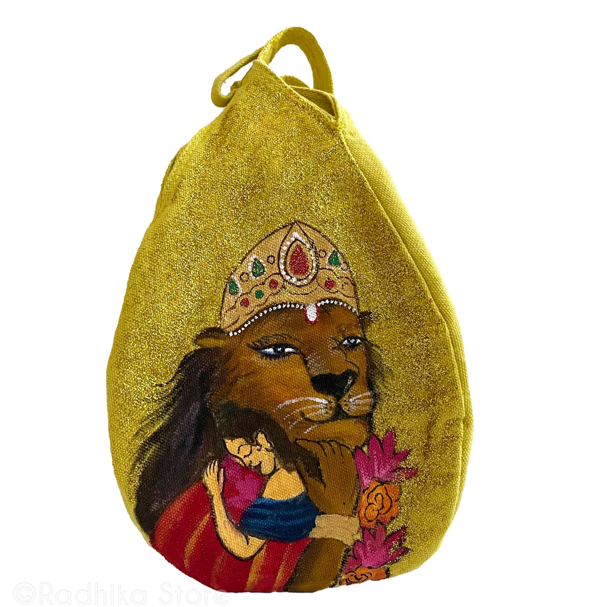 Sparkling Prahlad Narasimha- Thick Cotton - Hand Painted Bead Bag- Choose Bag