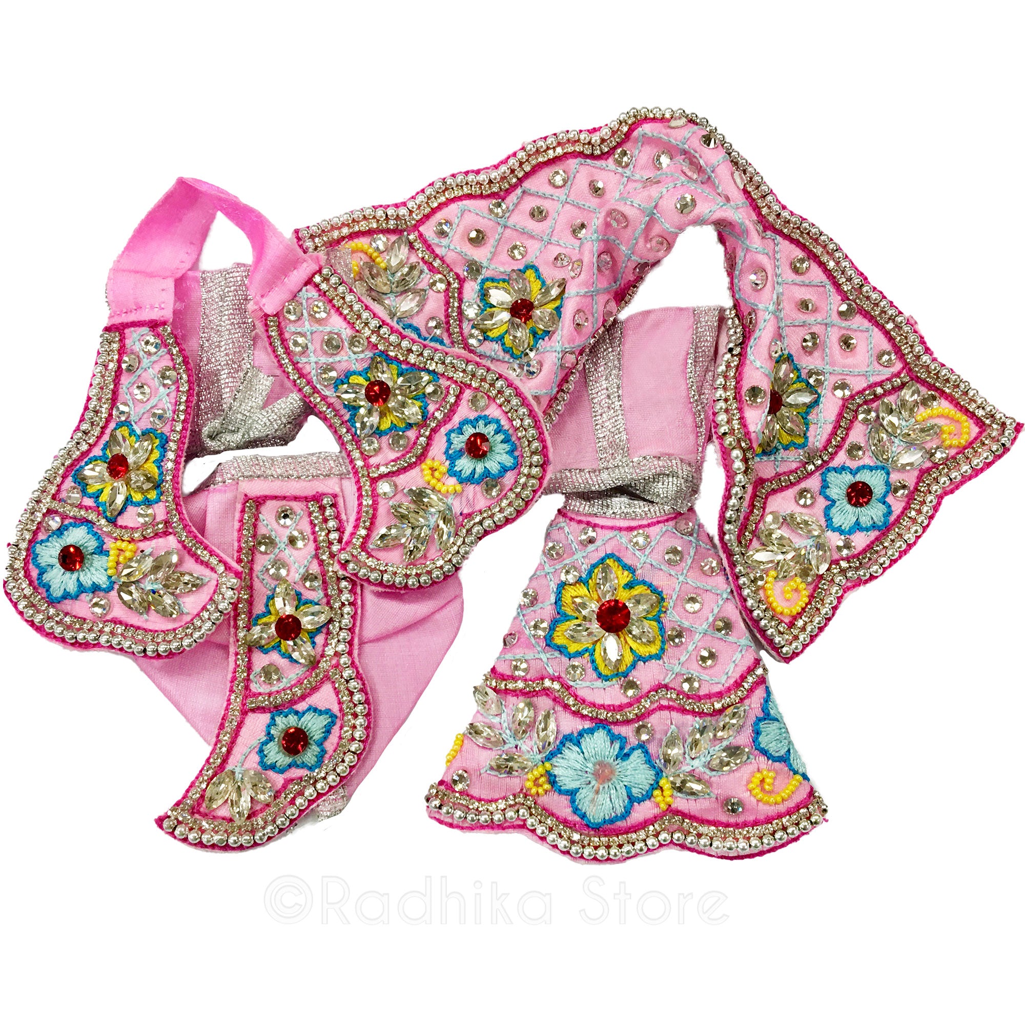 Pretty In Pink - Light Pink Satin - Radha Krishna Deity Outfit