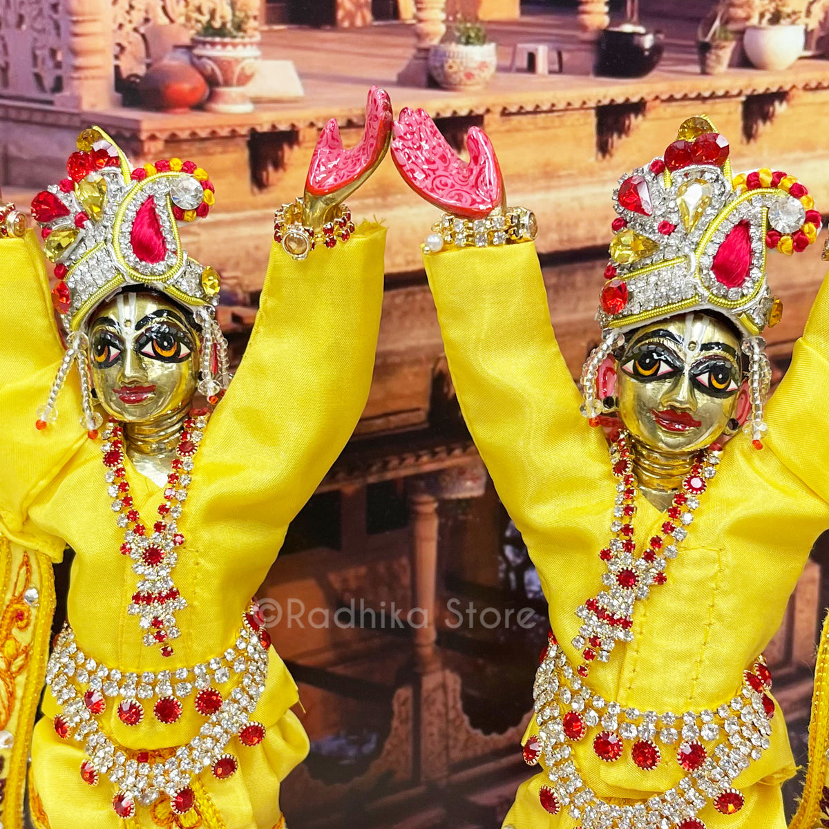 Puri - Red and Marigold - Deity Crown and Necklace Set