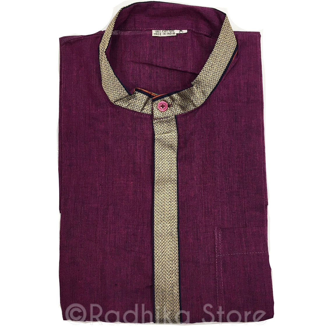 Dark Purple Kurtas - With Beige/Gold and Black Trim - S,m,l,xl,