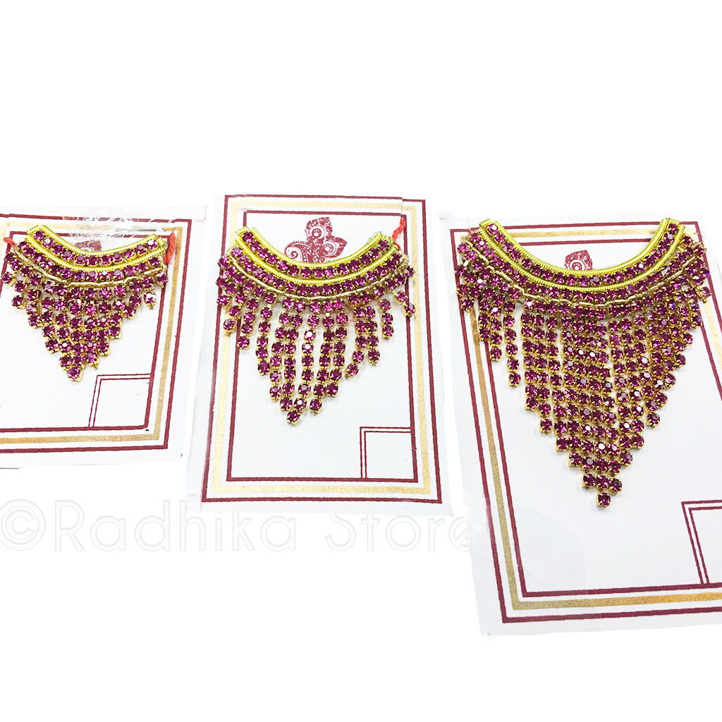 Purple - Rhinestone Deity Necklace- Size Tiny, Small or Medium