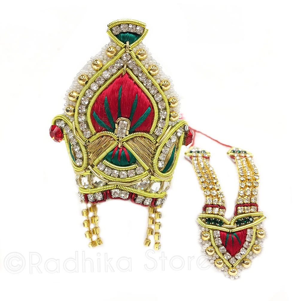 Purushottam Fan - Deity Crown And Necklace Set