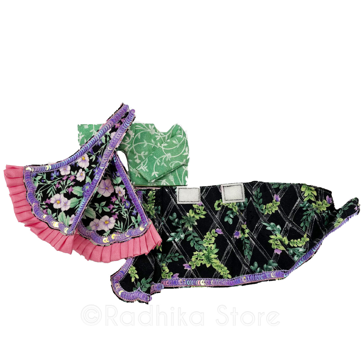 Evening Isodhyana Garden - Printed Cotton- Radha Krishna Deity Outfit