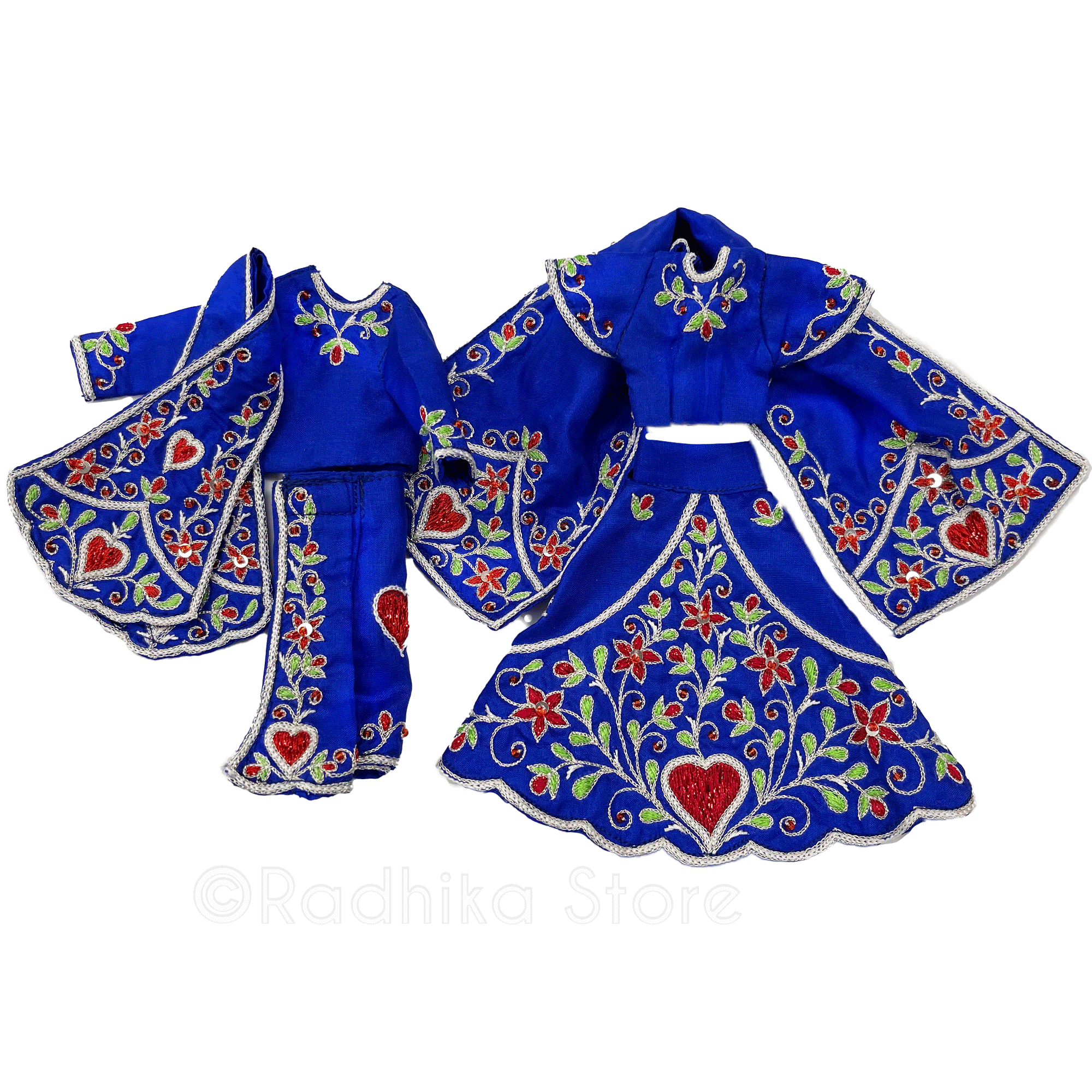 Bhakti Lata Bija - All Silk - Blissful Blue - Radha Krishna Deity Outfit