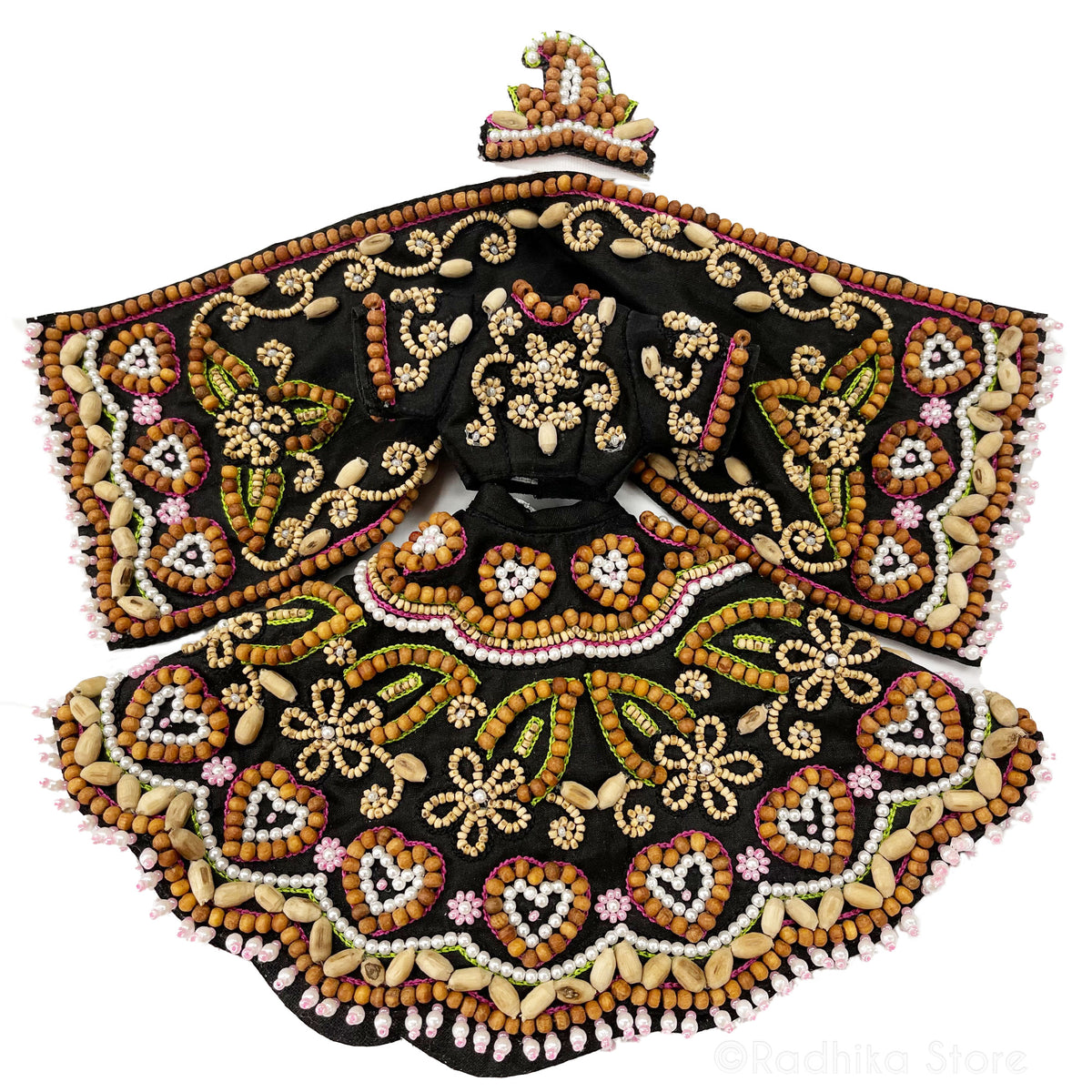 Tulsi Prema - With Sandalwood too - All Silk - Black - Radha Krishna Deity Outfit