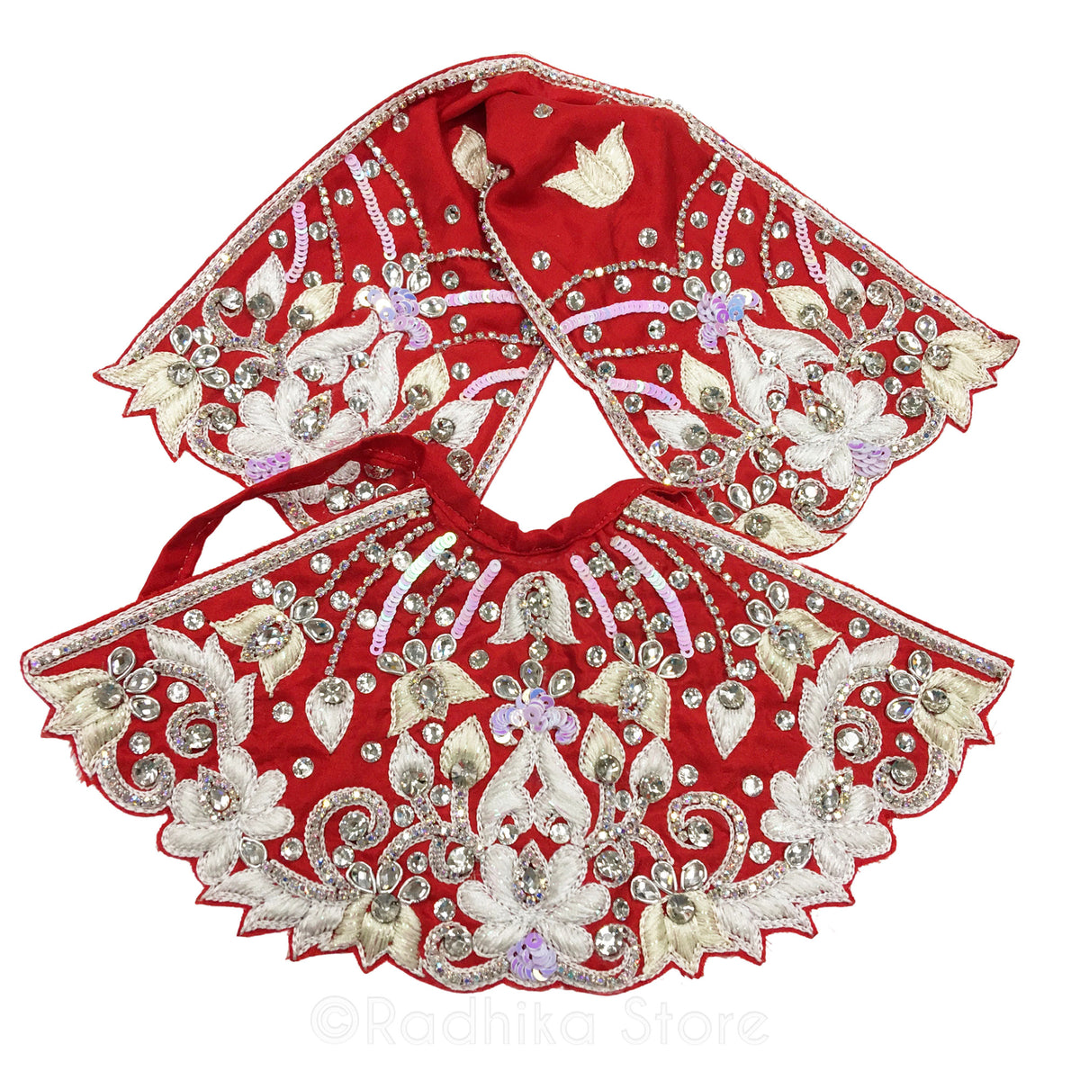 Madhana Mohana Mohini - Red and White - Radha Krishna Deity Outfit