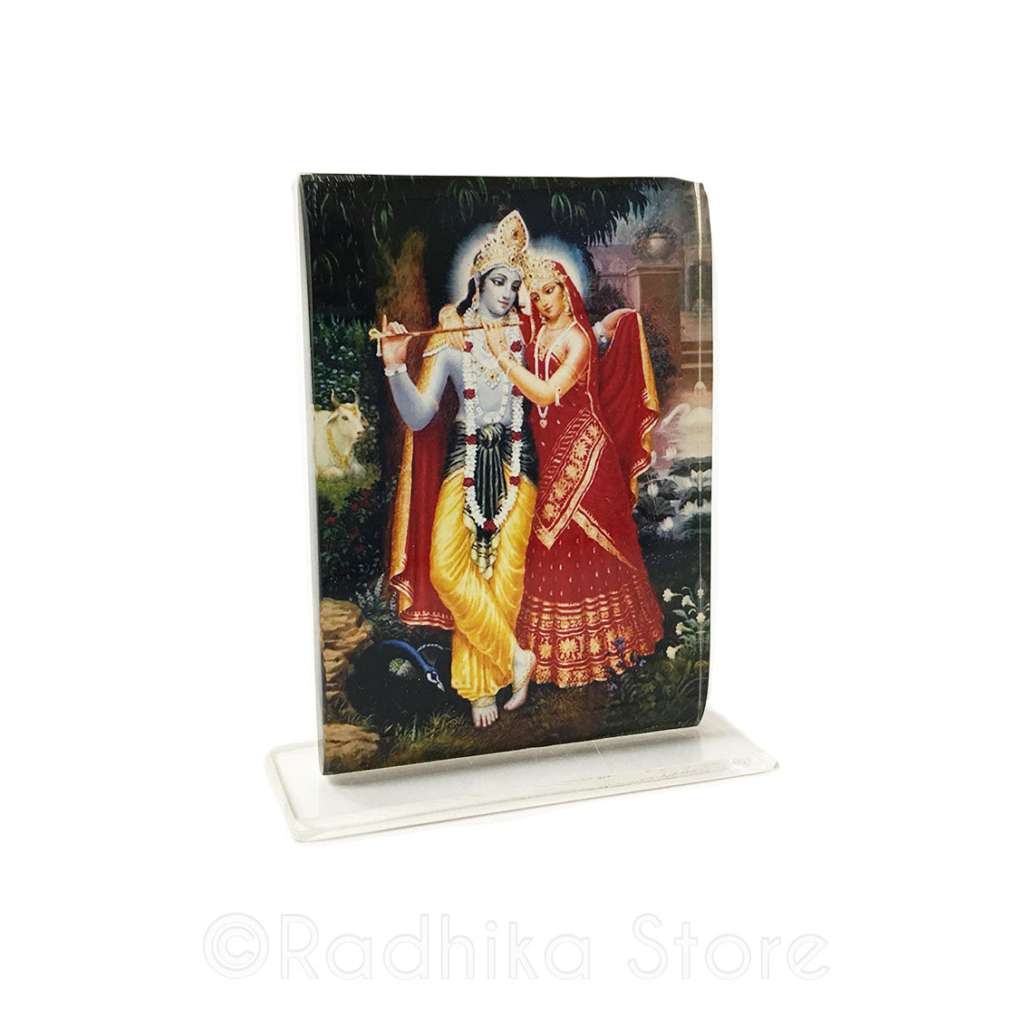 Radha Krishna Flute Red Dress- Acrylic Picture-