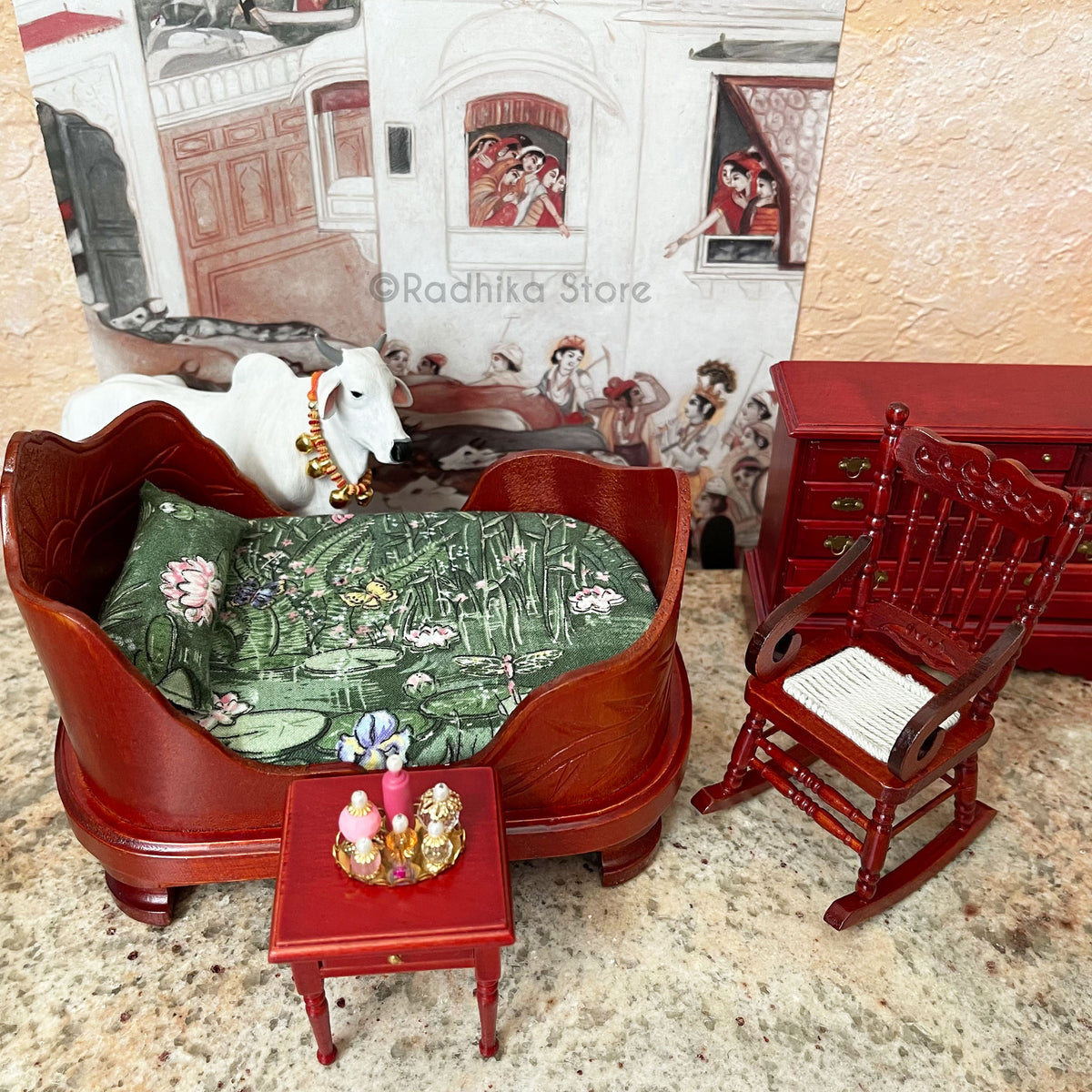 Miniature Tall Back  Rocking Chair For Srila Prabhupada- Choose Finish