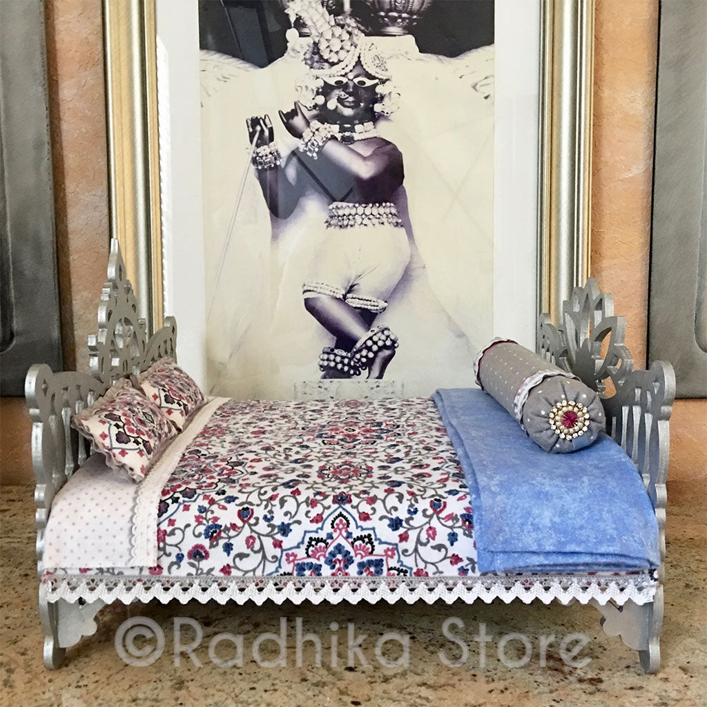 Sri Radha Raman - Silver Lotus Chakra Bed- 14 1/2" Inch