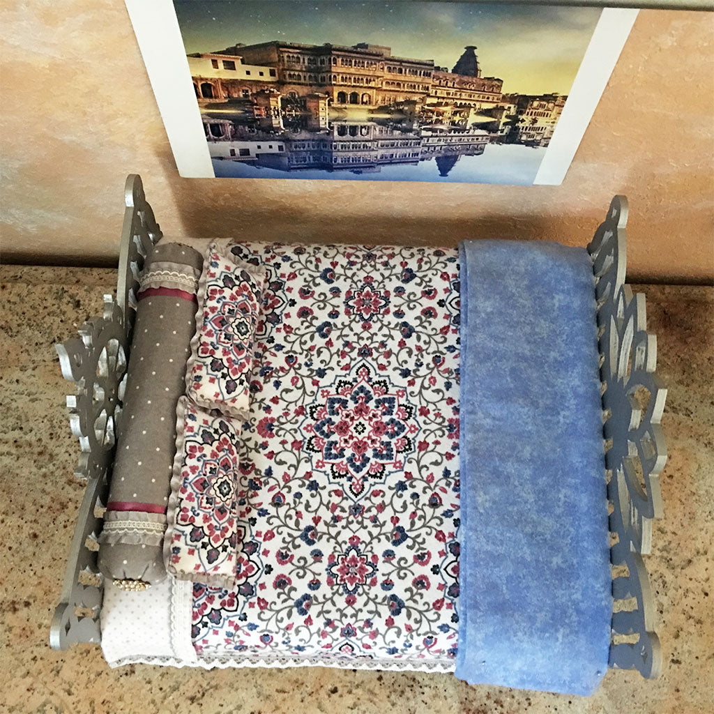 Sri Radha Raman - Silver Lotus Chakra Bed- 14 1/2&quot; Inch