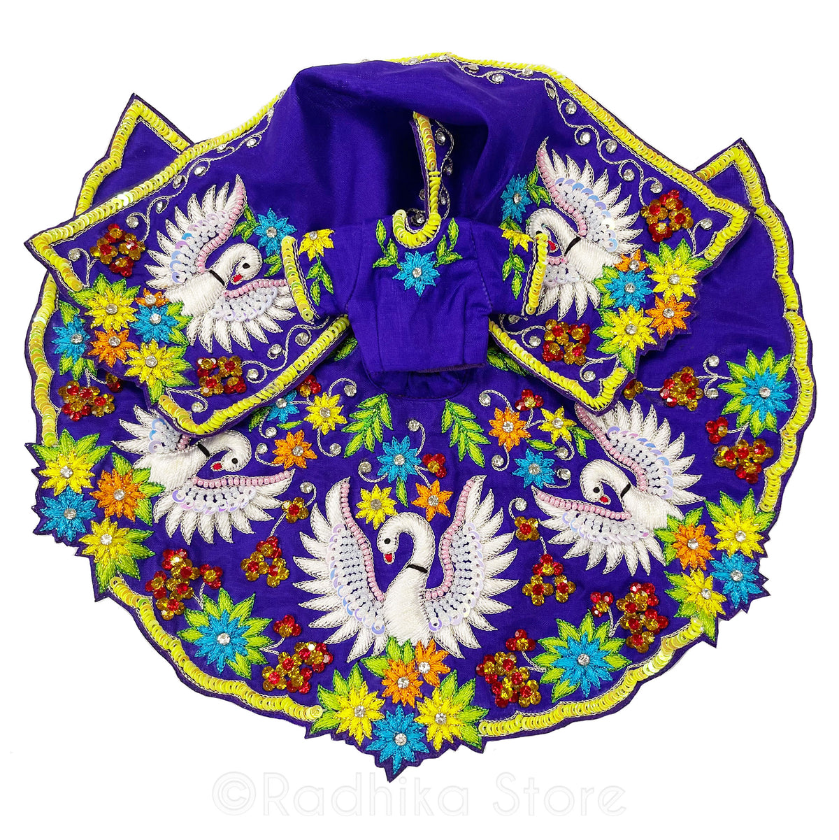 Evening Radha Kund - All Silk - Deep Purple Multi Color - Radha Krishna Deity Outfit