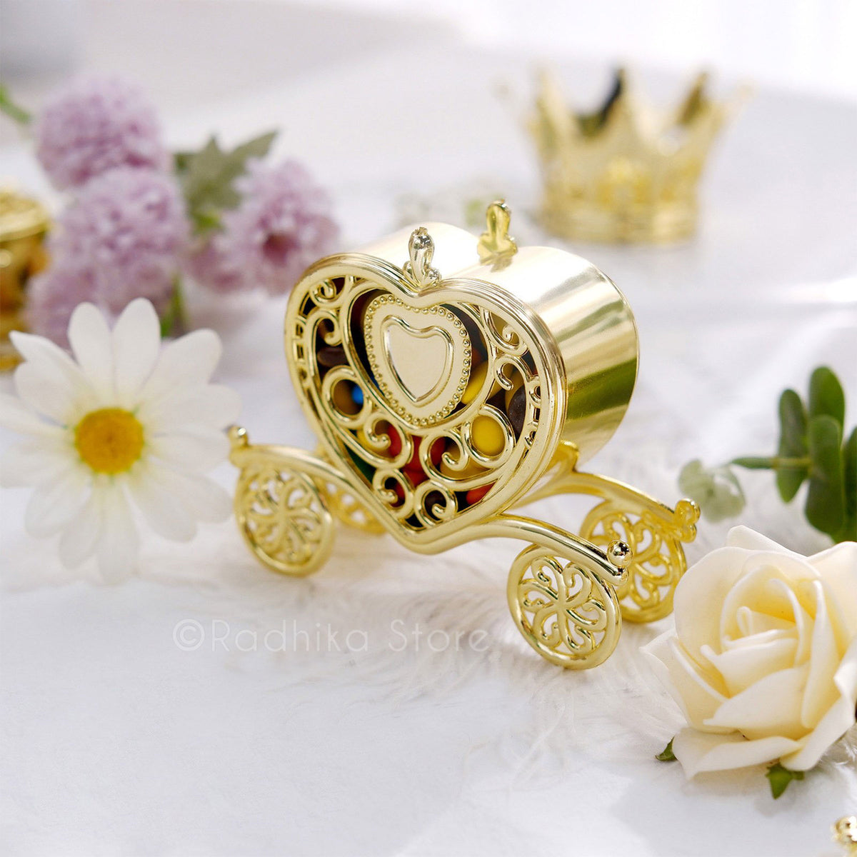 Miniature Heart Shaped Rath-Cart - Multi Purposes - Silver or Gold Color
