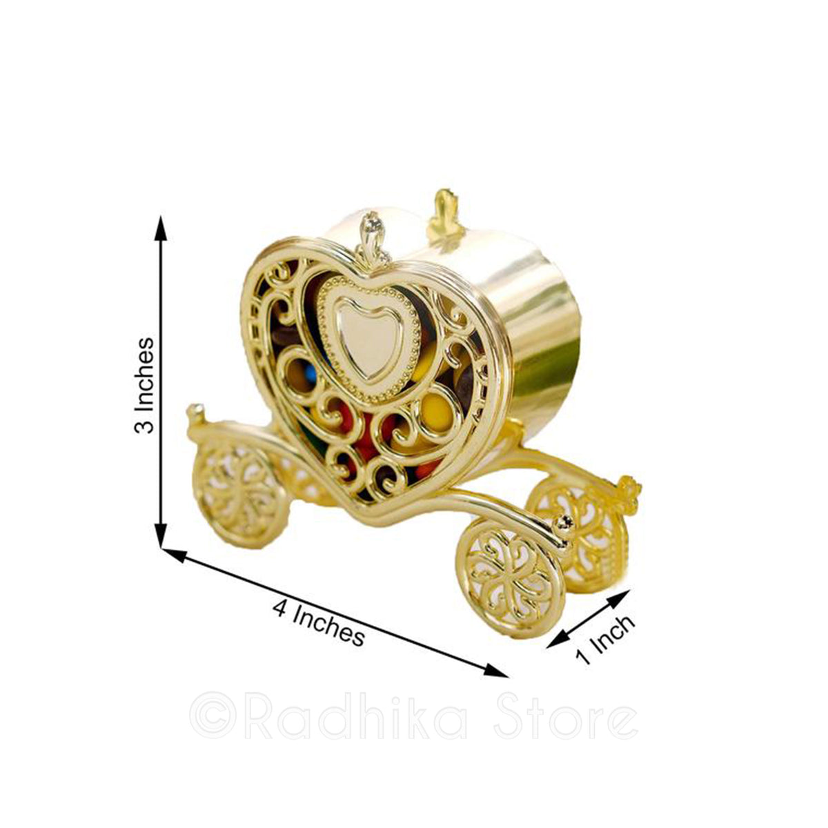 Miniature Heart Shaped Rath-Cart - Multi Purposes - Silver or Gold Color