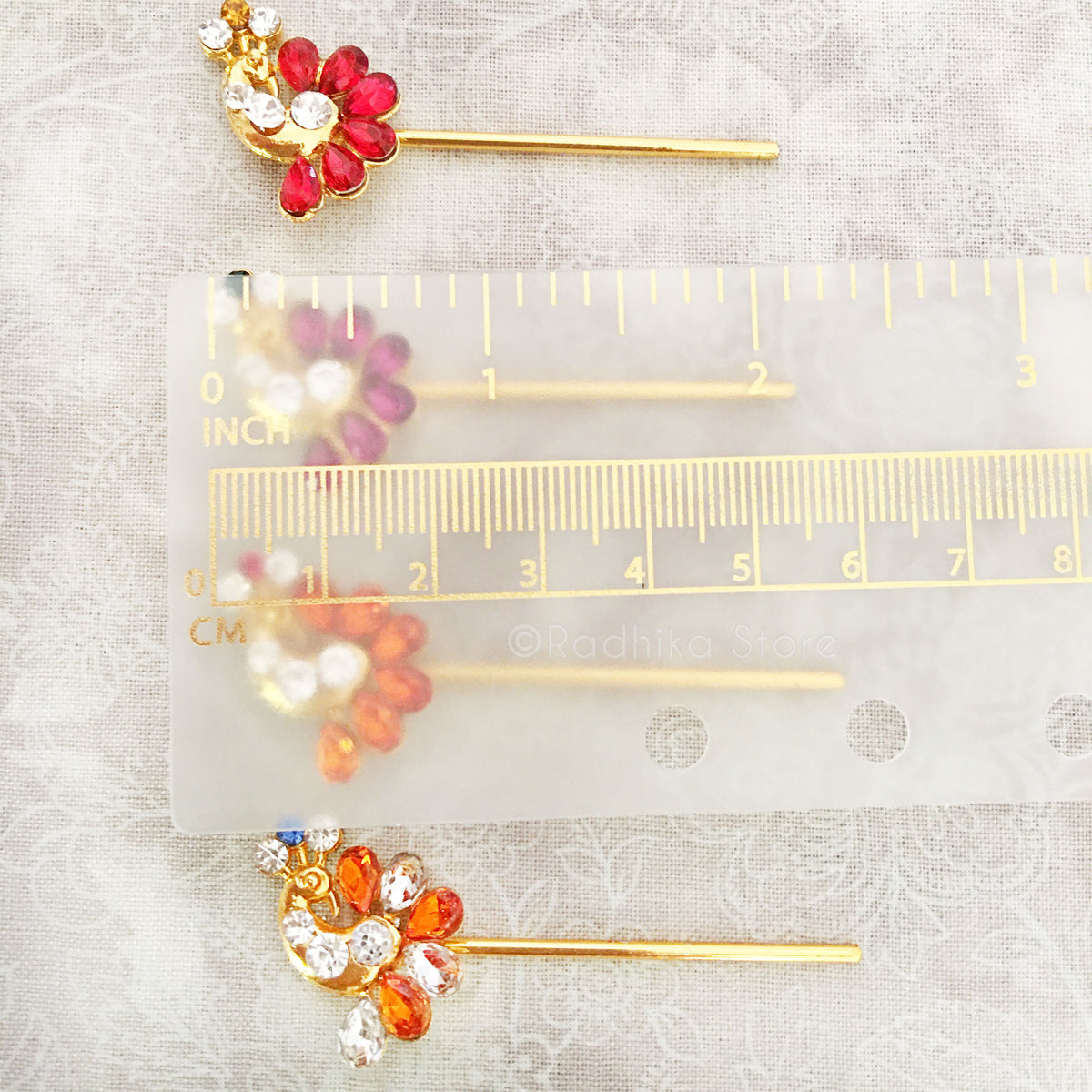 Krishna Prema Peacock Flute - Red, Purple, Orange,  - Tiny 2.2 Inch