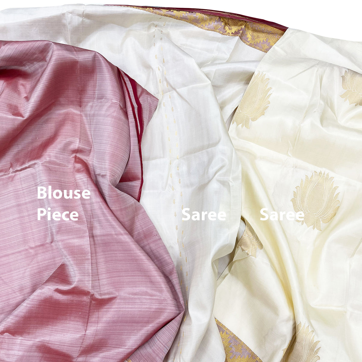 Royal Golden Lotus -  Cream Color - Silk Saree