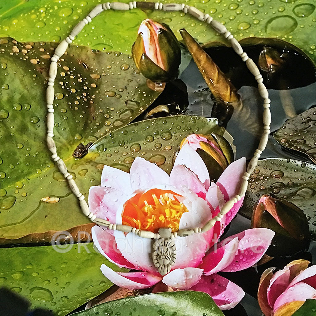 Radha Lotus Feet Small Pendant -Tulsi Necklace