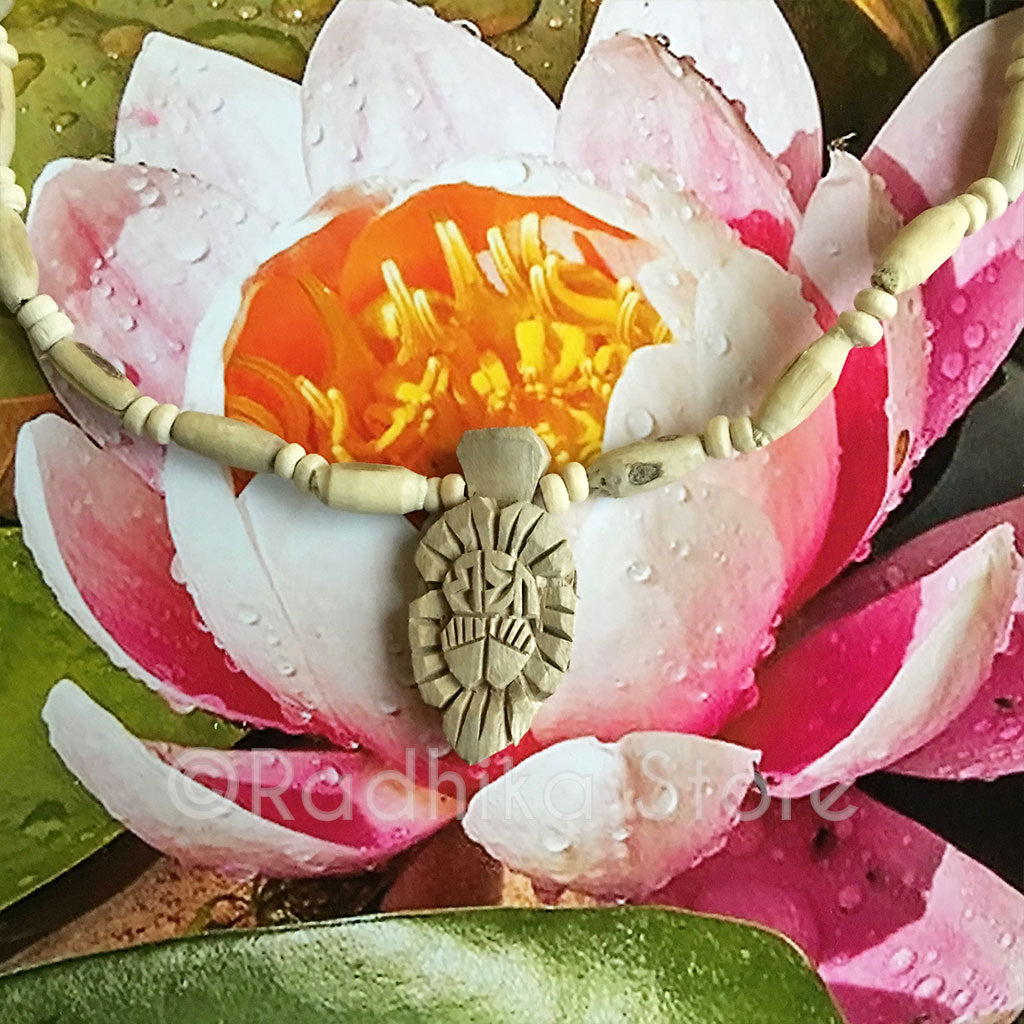 Radha Lotus Feet Small Pendant -Tulsi Necklace