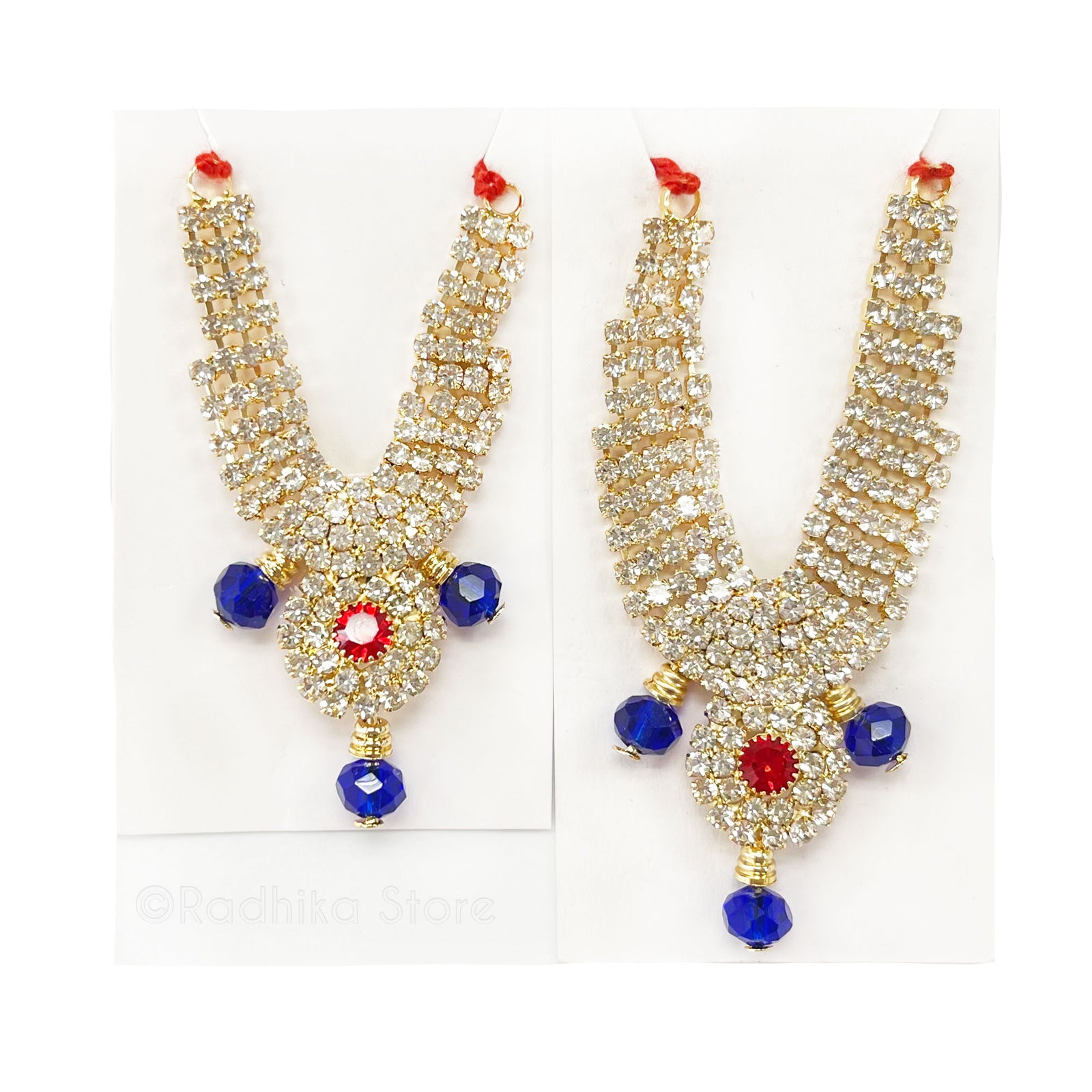 Braj Mandala- Sapphire Blue - Diamond - Rhinestone Deity Necklace-Choose Size