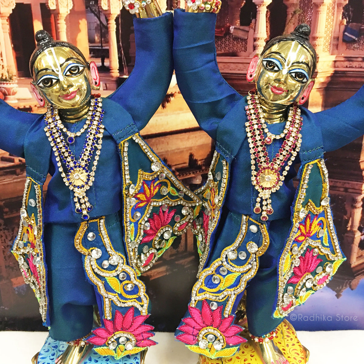 Temple Dome - Fuchsia - Multi Strand - Rhinestone Deity Necklace