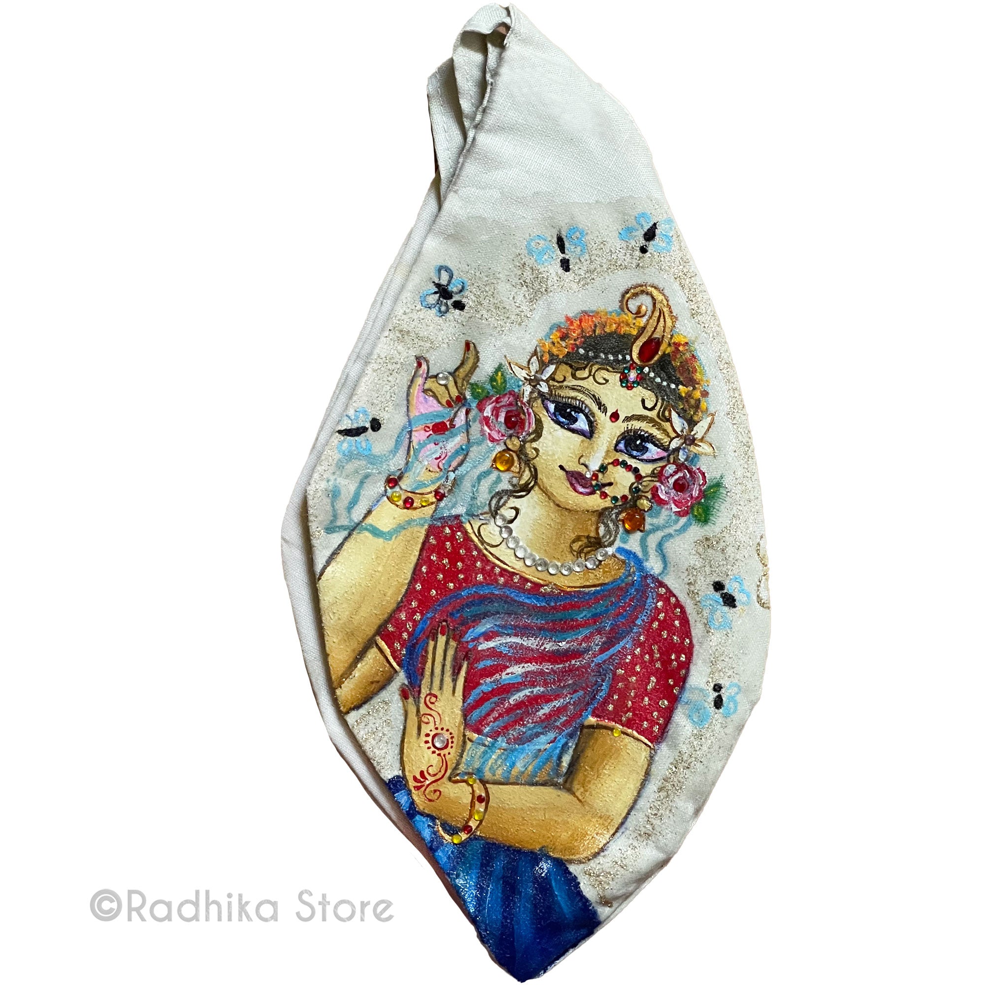 Sweet Sri Radhika - Hand Painted and Jeweled - Bead Bag