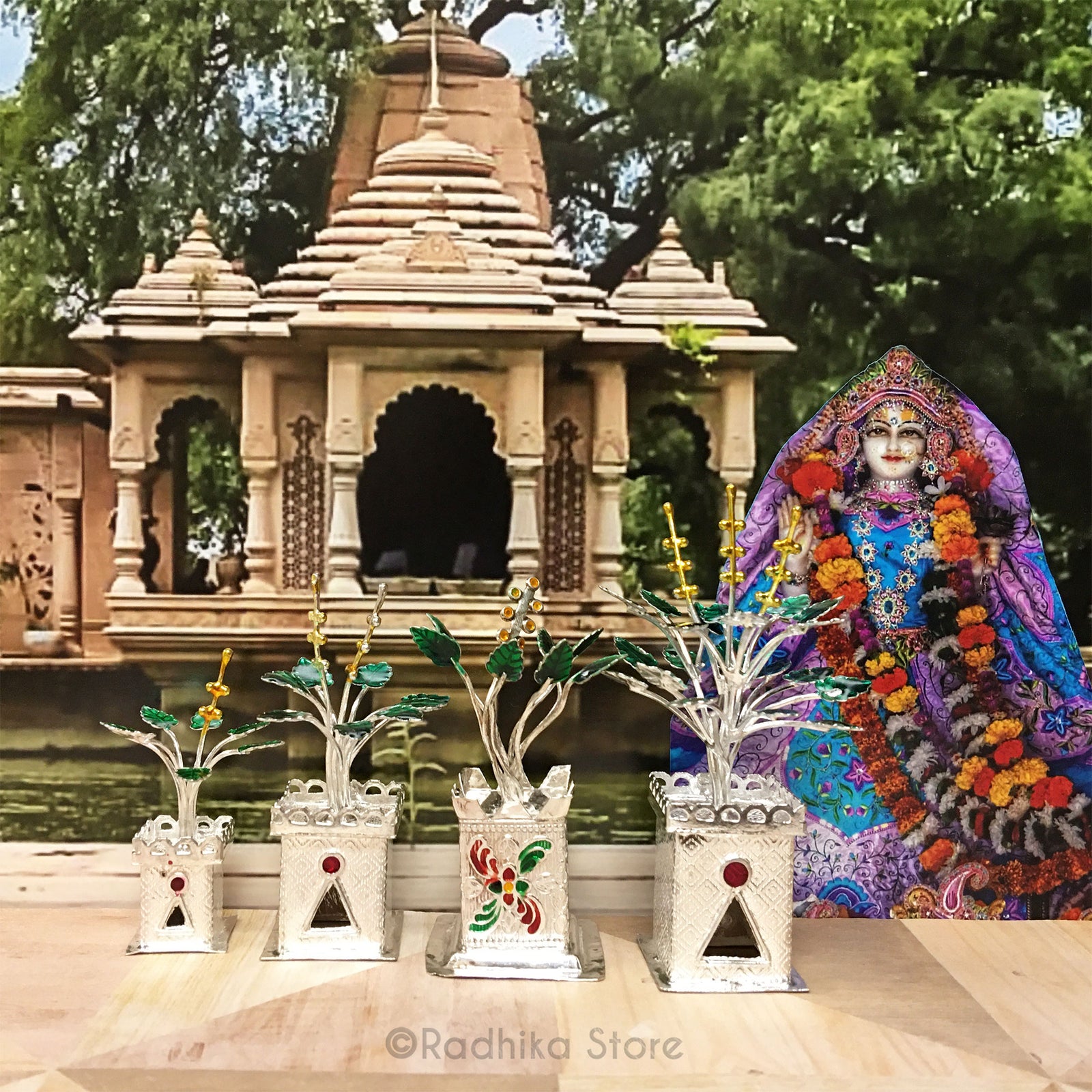 Silver Tulsi Plants Replica for Altar