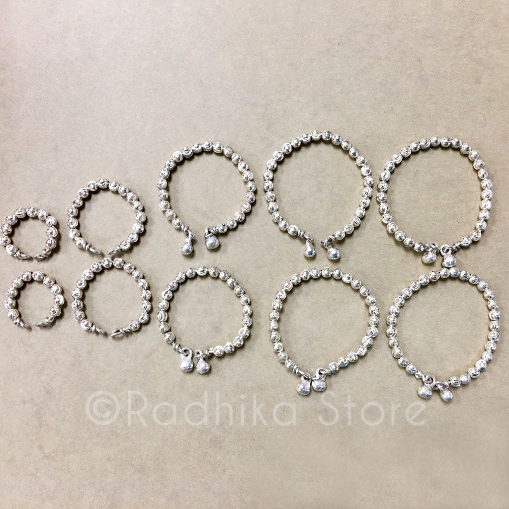 Sparkly Silver Bangles/Ankle Bells Set - 5 Sizes