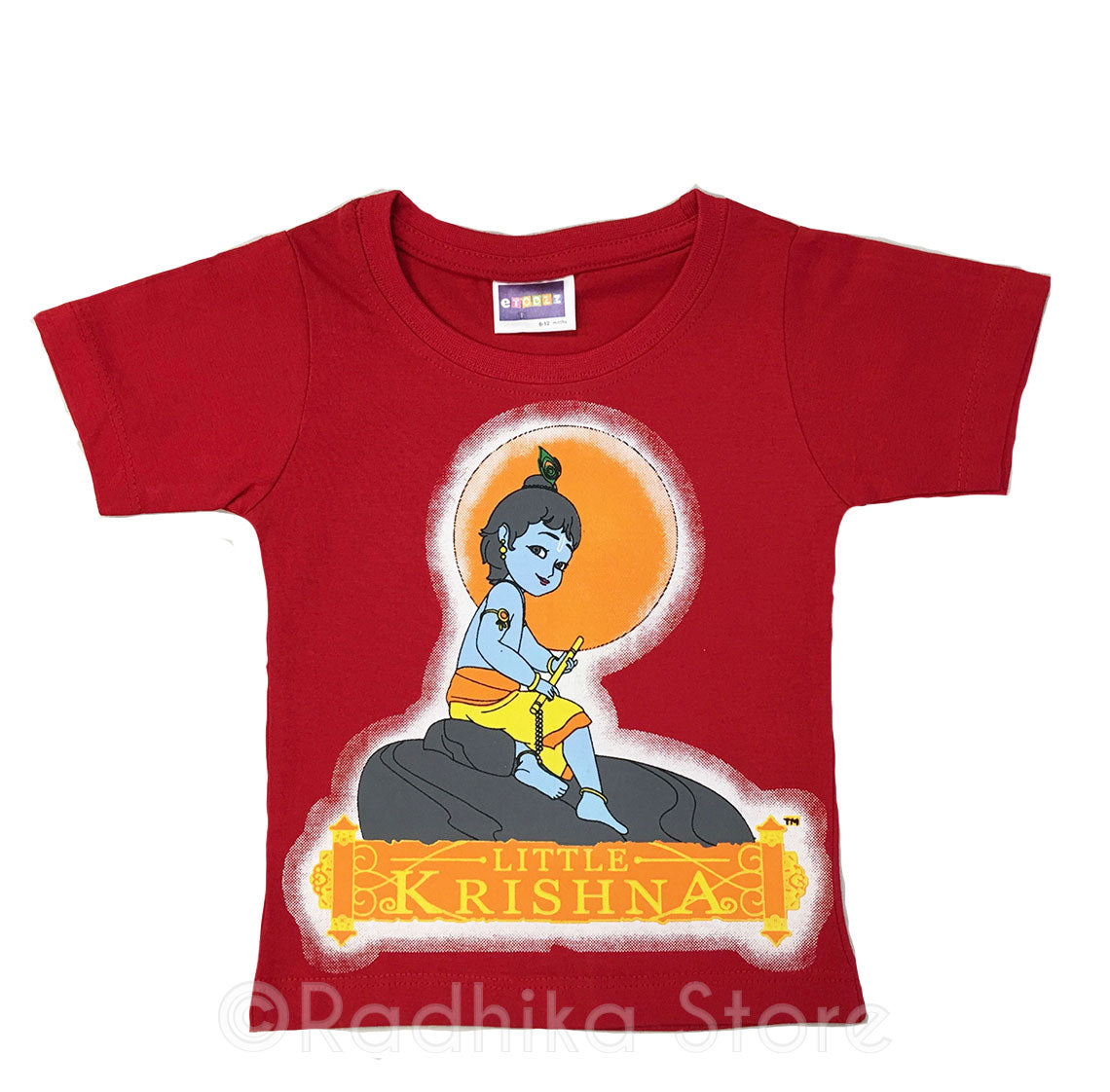 Sitting Little Krishna Short Sleeve - Red- Size 6 to 12 Months