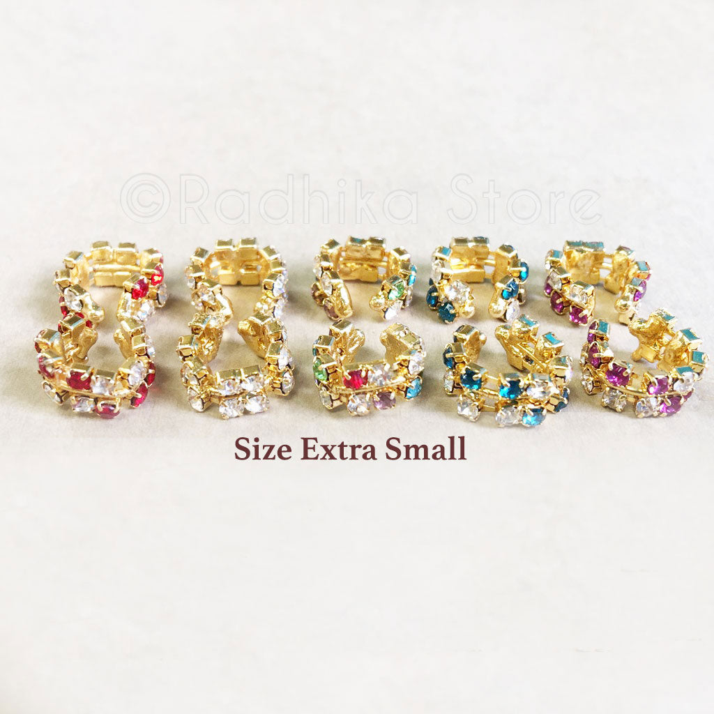 Peridot Green Rhinestone Bangles/Anklets - Set of 2 - 4 Sizes