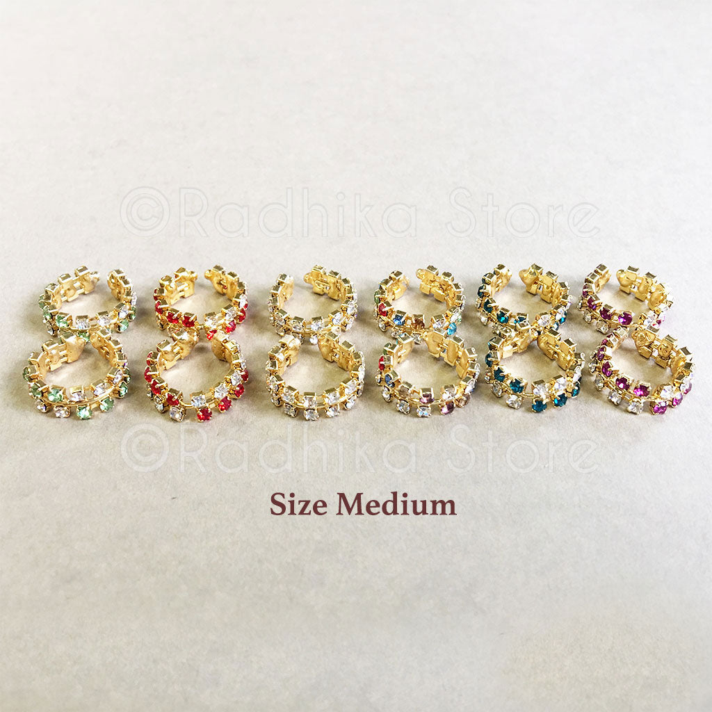 Peridot Green Rhinestone Bangles/Anklets - Set of 2 - 4 Sizes