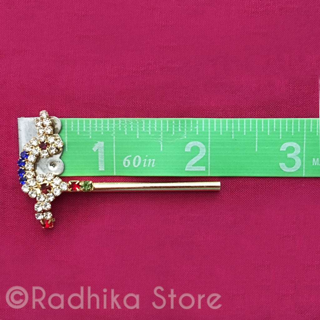Vrindavan Peacock Rhinestone Flutes -