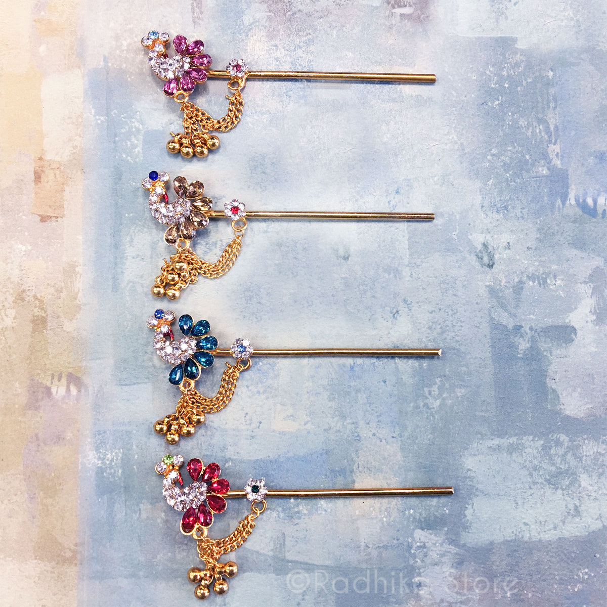 Crystal Teardrop Peacock Flute with Bells