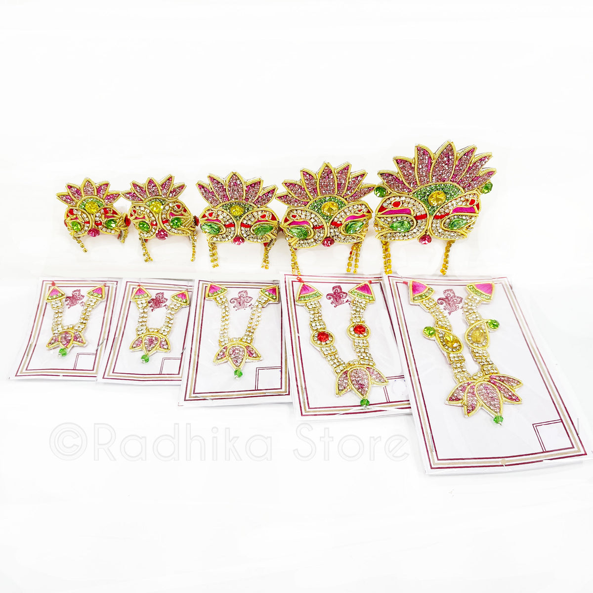 Sporting Lotus Swans - Deity Crown and Necklace Set