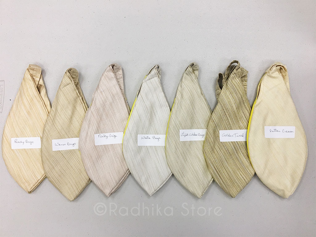 Sri Radha Sanskrit - Hand Painted -Blue Outer Circle- Jute - Beige Bead Bags