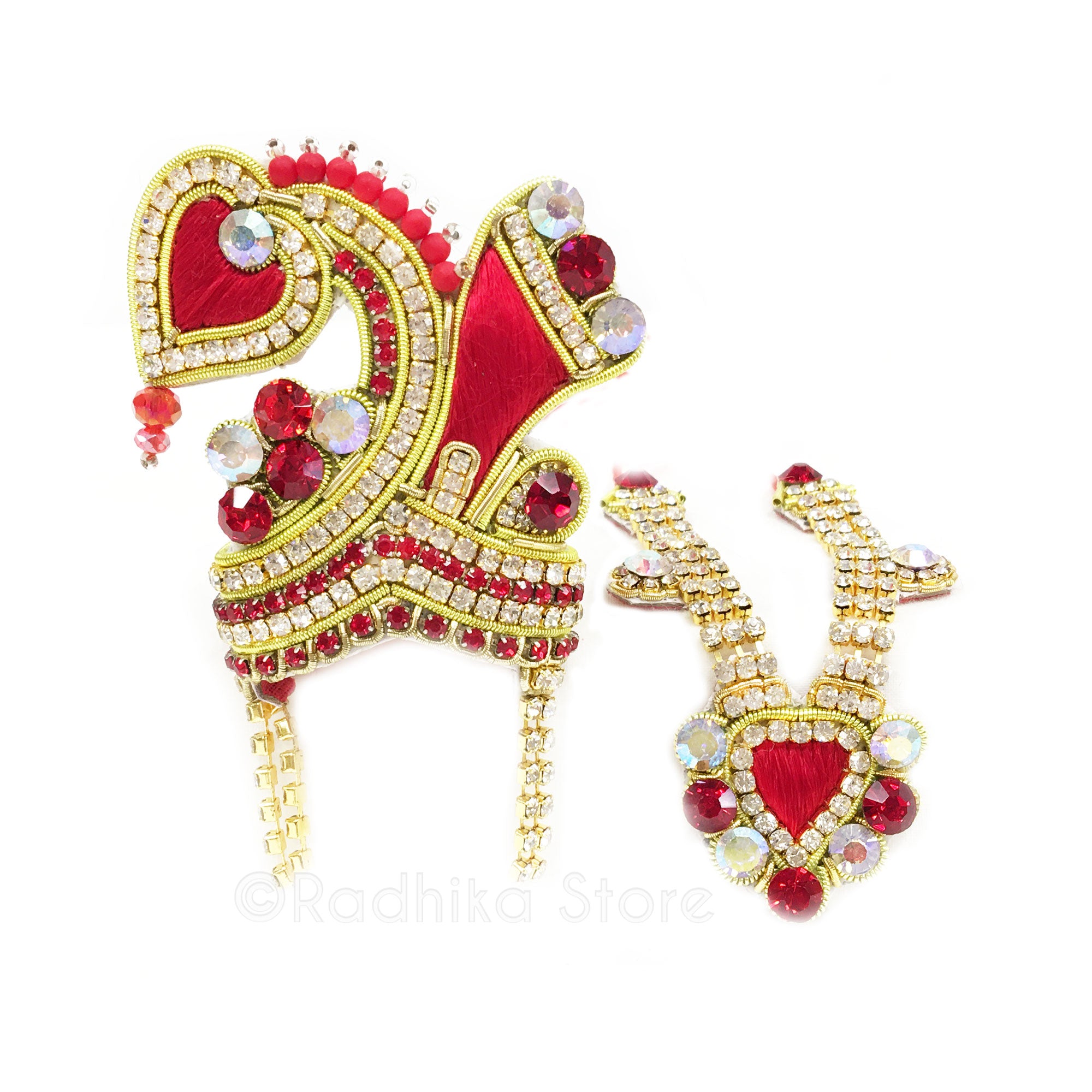 Sri Radha Heart of Vrindavan - Deity Crown and Necklace Set
