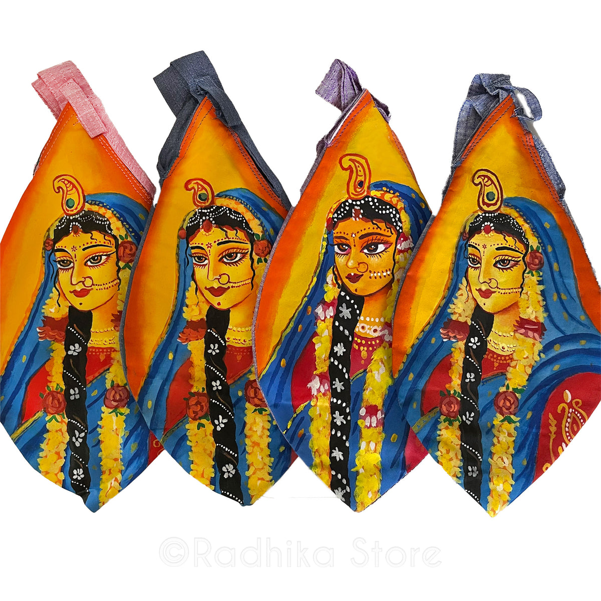 Sri Radhika - Hand Painted  Jute - Bead Bag- Choose Bag