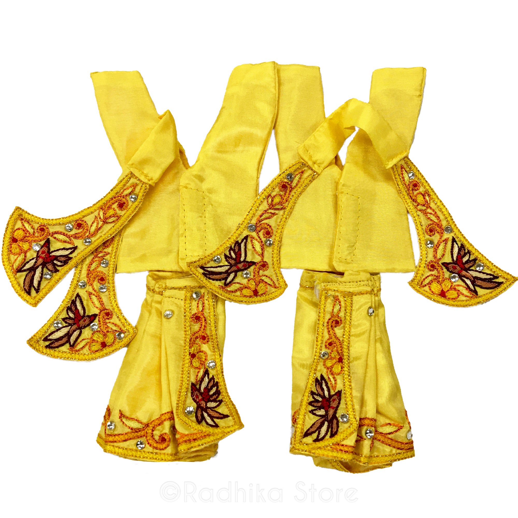 Sunshine Birds Of Paradise - Bright Beautiful Yellow Silky Satin - Gaura Nitai Deity Outfit