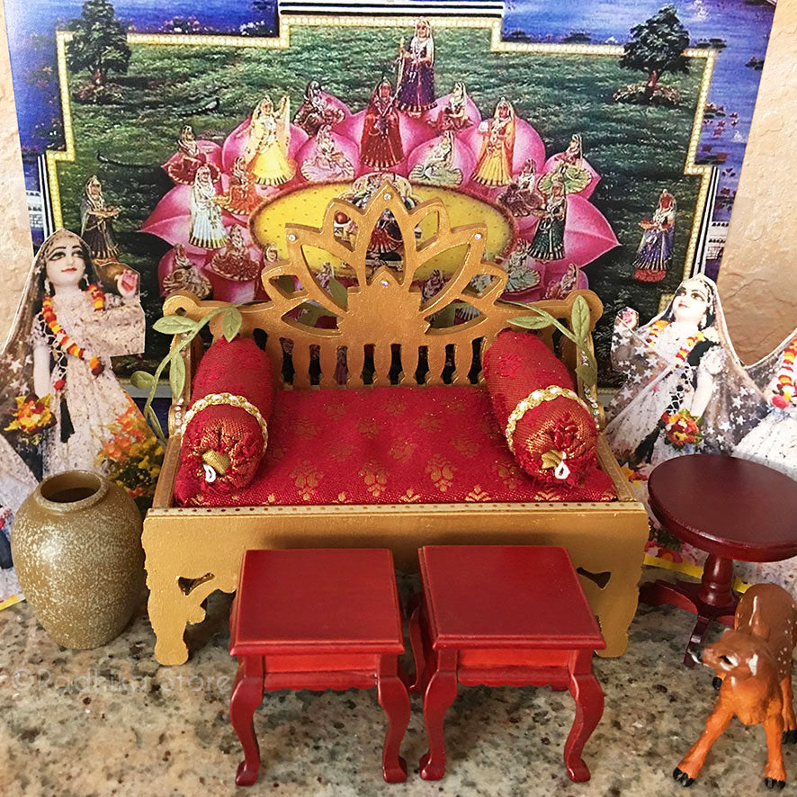 Golden Jeweled Golden Divine Throne- Deep Red
