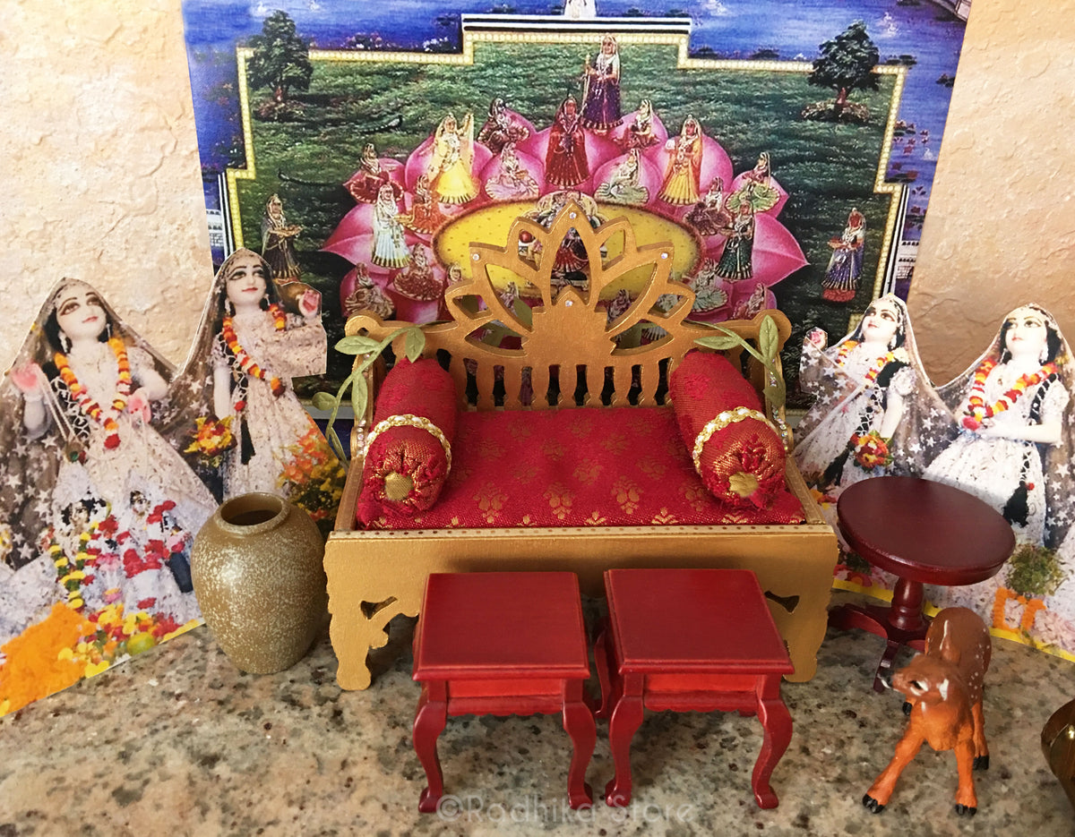 Golden Jeweled Golden Divine Throne- Deep Red