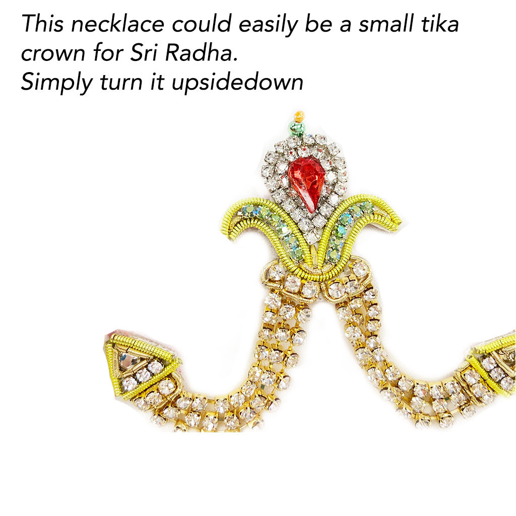 Oh My Gopala - Green and Orange - Rhinestone Crown and Necklace Set