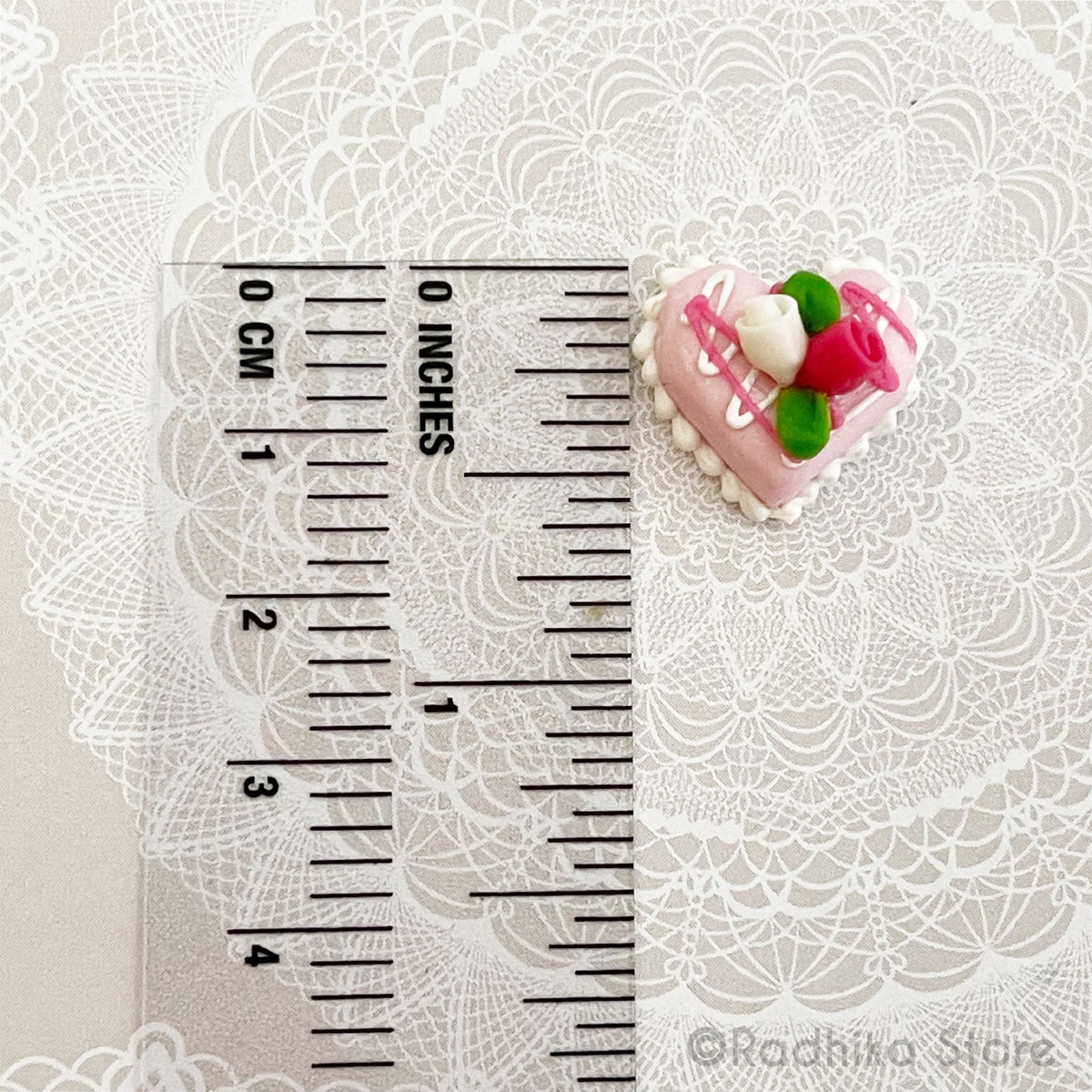 Tiny Sweet Heart Cake - Decorative Rose - Choose - Set of 2