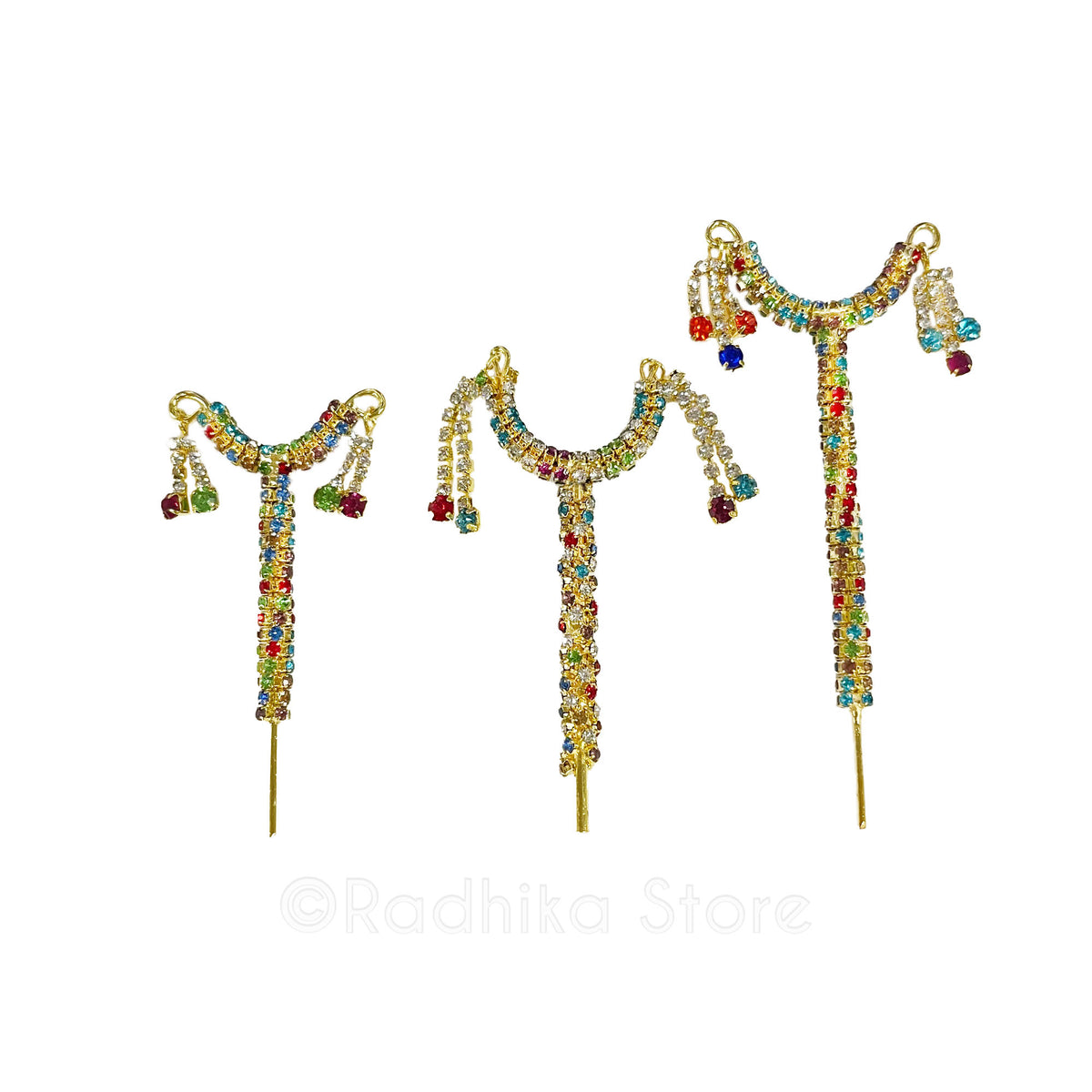 Lord Krishna&#39;s Armrest With Multi Color Rhinestones- 2 1/4 to 3 Inch