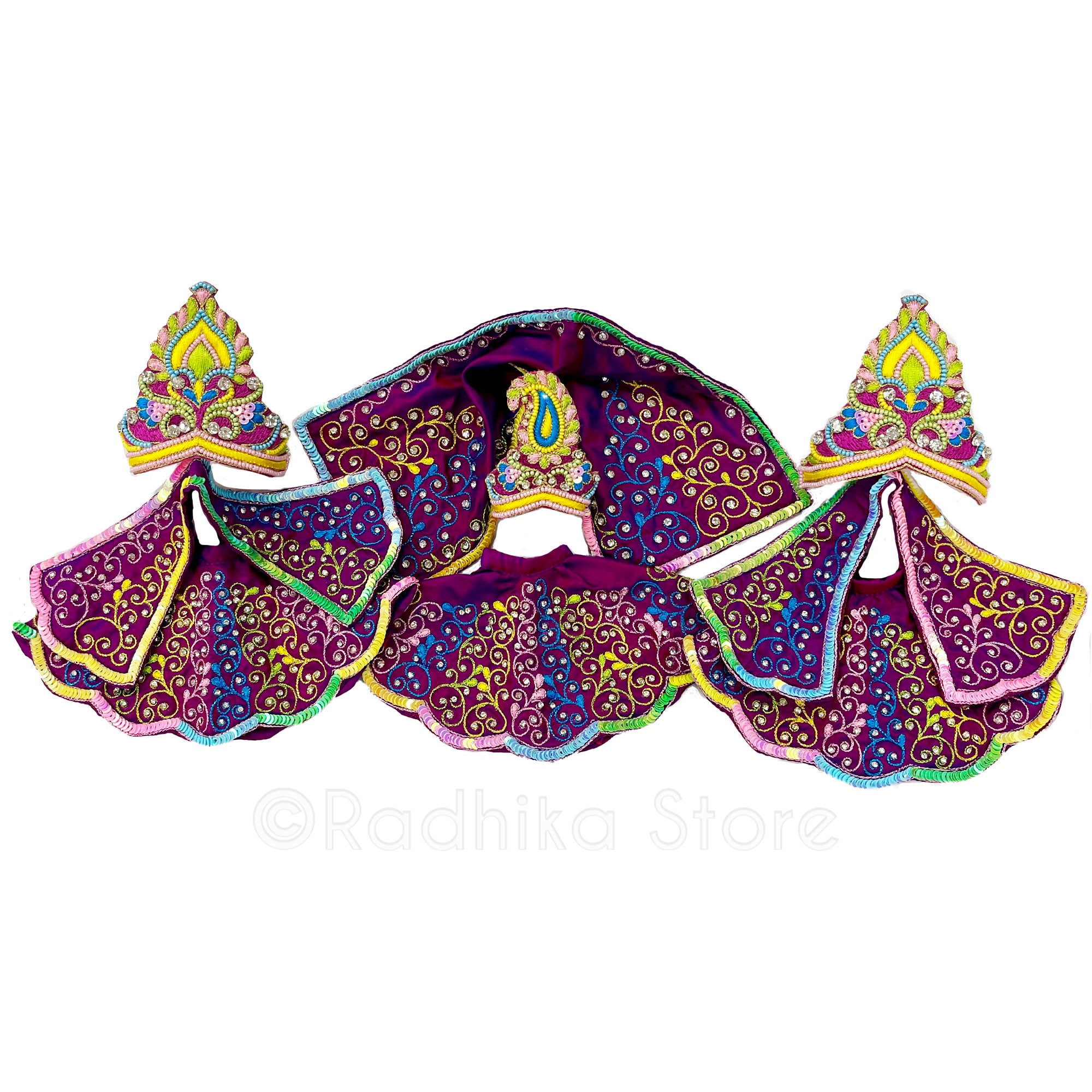 Transcendental Fireworks - All Silk - Purple - Jagannath Baladeva Subhadra Deity Outfit
