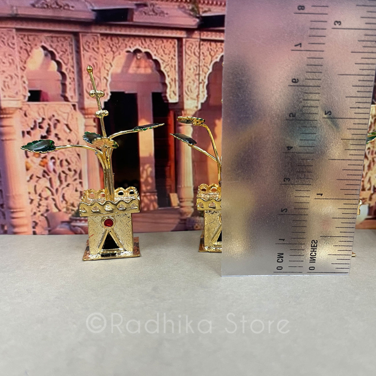 Gold Plated Silver - Tulsi Plant Replica for Altar