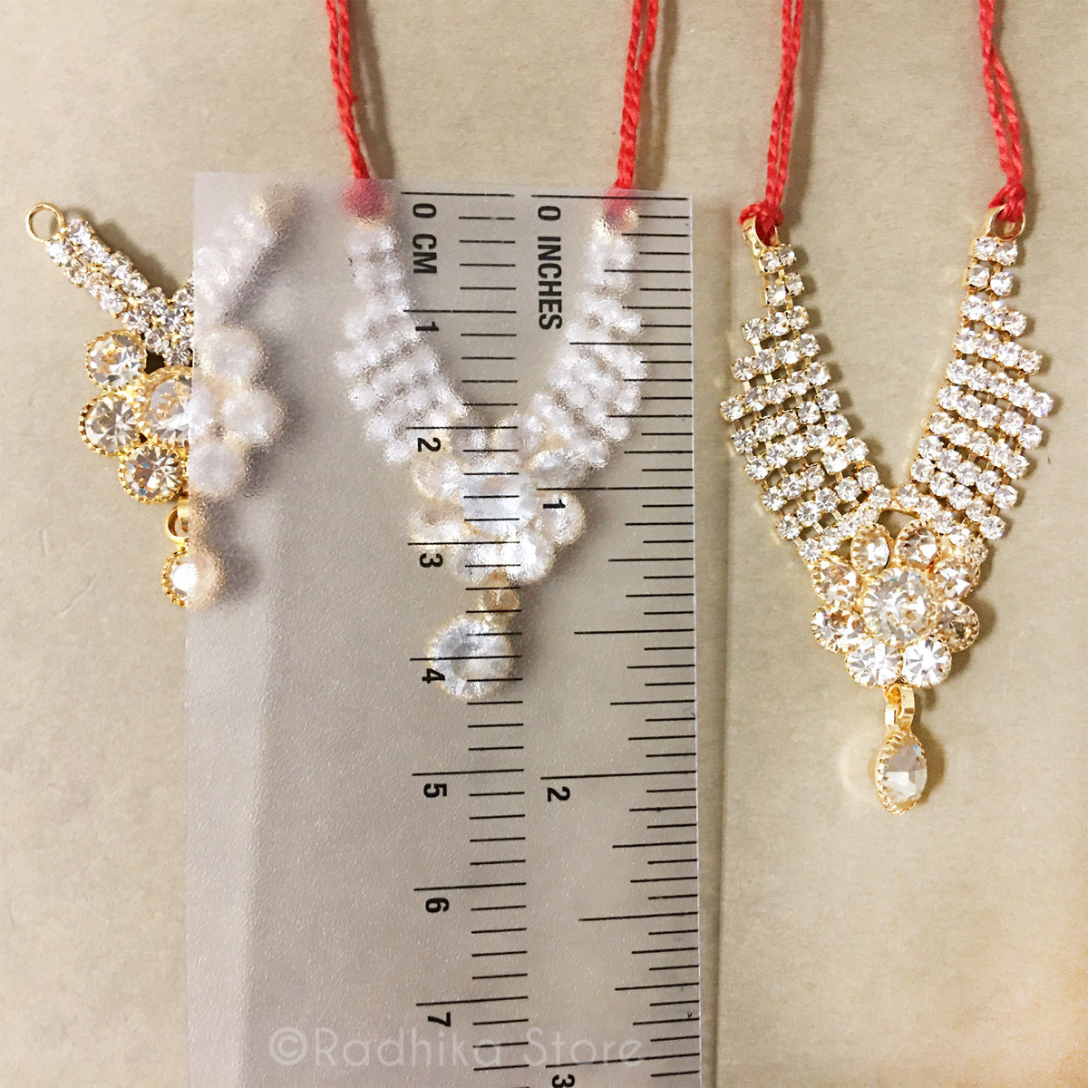 Vrindavan Flower - Rhinestone Necklace - Clear Crystal