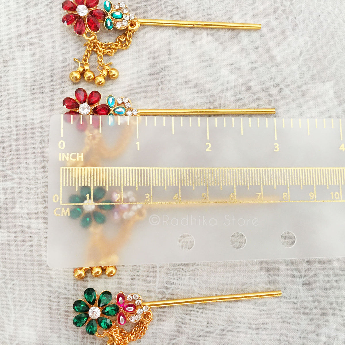 Vrindavan Flower With Bells and Bees - Choose Color - Red - Green - Purple - Size 3.2 Inch